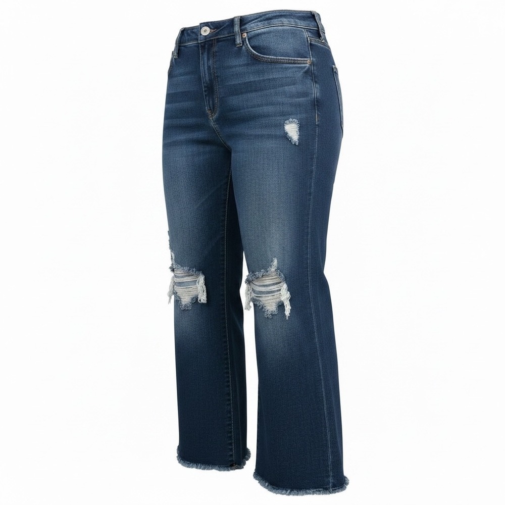 Judy Blue Los Angeles Wide Leg Distressed Jeans 20W Dark Wash JB82593DK-PL - Picture 2 of 13